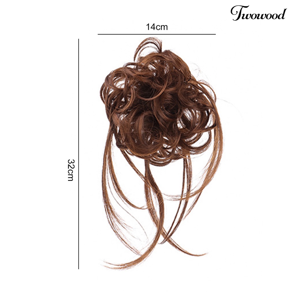 Twowood Wig Messy Effect Fluffy Hair Breathable Sanggul Rambut Chignon Messy Scrunchie Elastis Untuk Pesta