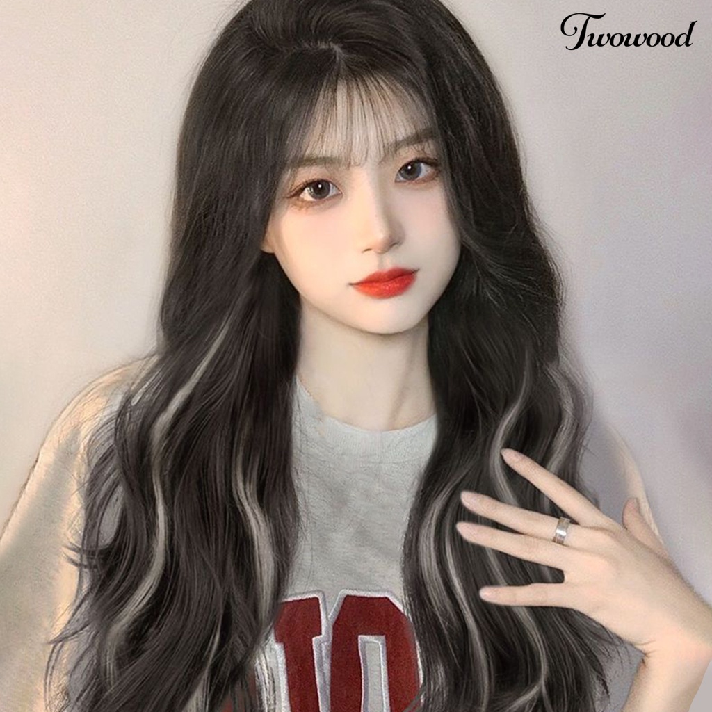 Twowood One Piece Wig No Perm Fluffy V-Shaped Seamless Menebal Rambut Tak Terlihat Halus Ekstensi Rambut Palsu Mewarnai Sebagian Digunakan Wanita