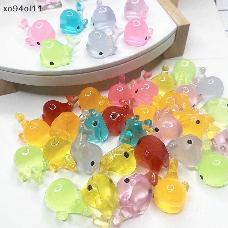 Xo 5Pcs Luminous Mini Resin Dolphin Dashboard Mobil Mainan Angka Dekorasi Taman Rumah OL