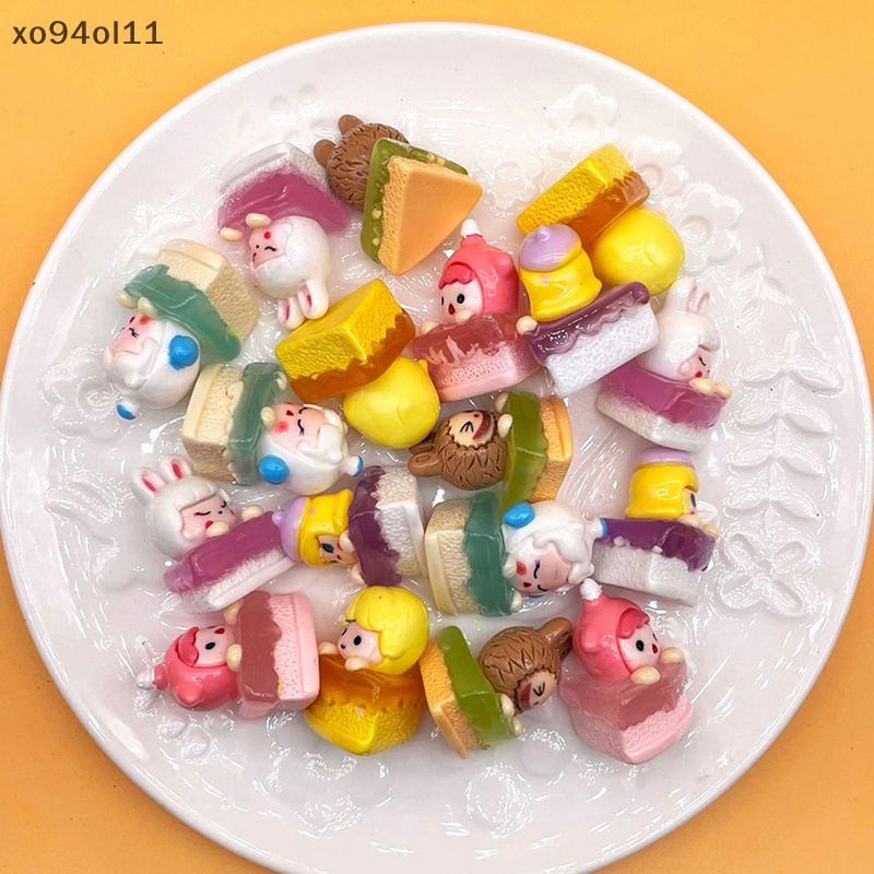 Xo 1Pc Bercahaya POP MART Ornamen Mini Kartun Irisan Kue Boneka Mikro Lanskap Dekorasi Rumah Boneka Miniatur Mainan OL