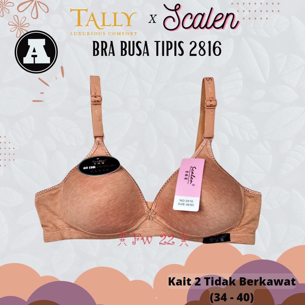 Bra Scalen 2816 Tanpa Kawat dan Berbusa Tipis serta Berbahan Campur Katun dan Lycra yang Lembut