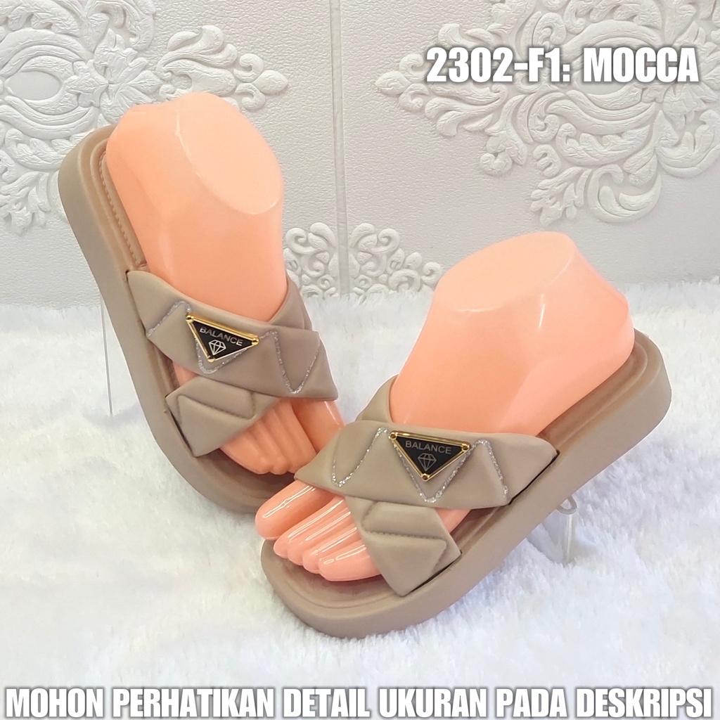 Sandal Selop Wanita 2302 F1 Sendal Karet Import Motif Silang AntiAir SDLWW