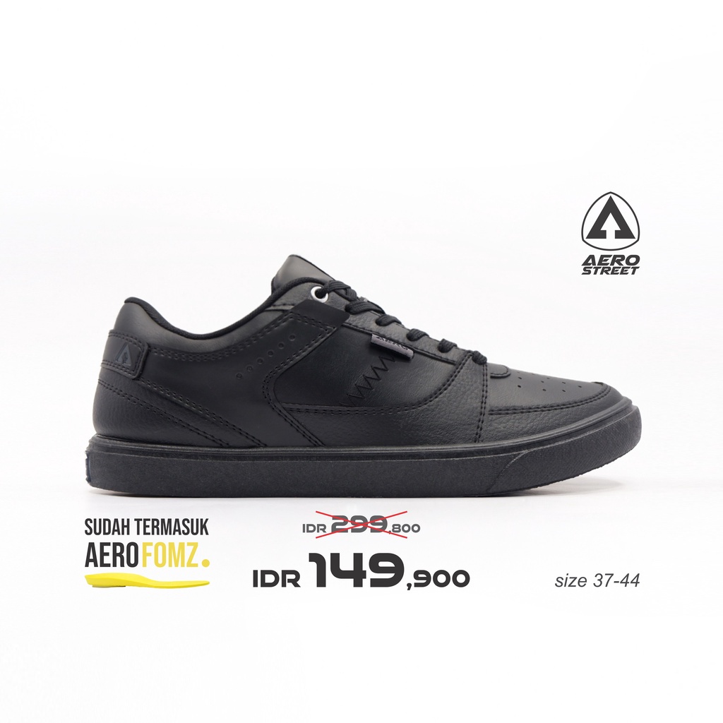 Aerostreet 37-44 Hoops Low All Black - Sepatu Sneakers Casual