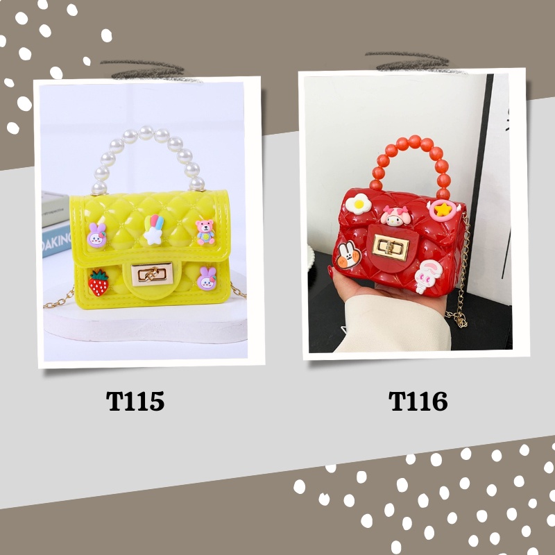 FY Tas Jelly Mini Bahan Glosy dengan Karakter Stiker 3D Cute ada 2Model Tas selempang Wanita