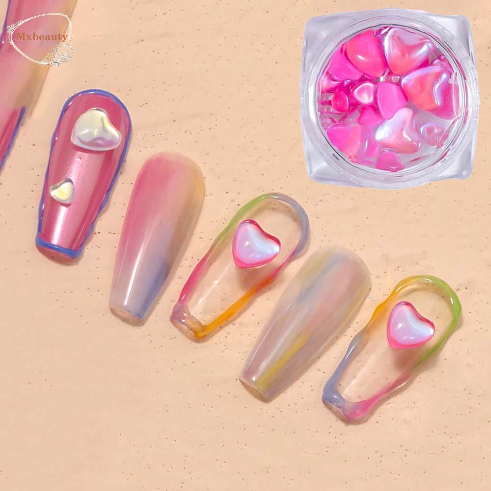 Mxbeauty Perhiasan Kuku Bentuk Hati|Hiasan Nail Art DIY Kristal Charm Warna