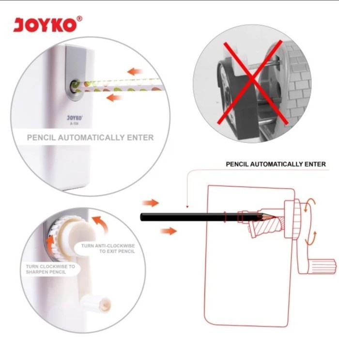 JOYKO A-154 Serutan Putar Pencil / Rautan Pensil - Sharpener Anti Slip A154