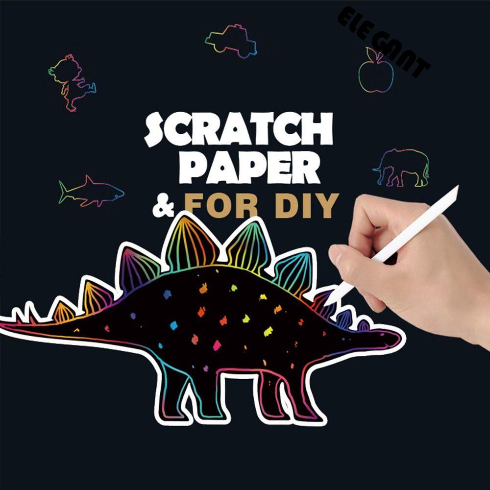 [Elegan] Scratch Art Kertas Lukis Kreatif Anak Kegiatan Pesta Tk Dewasa Anak Mainan Edukasi Magic Scratch Cards