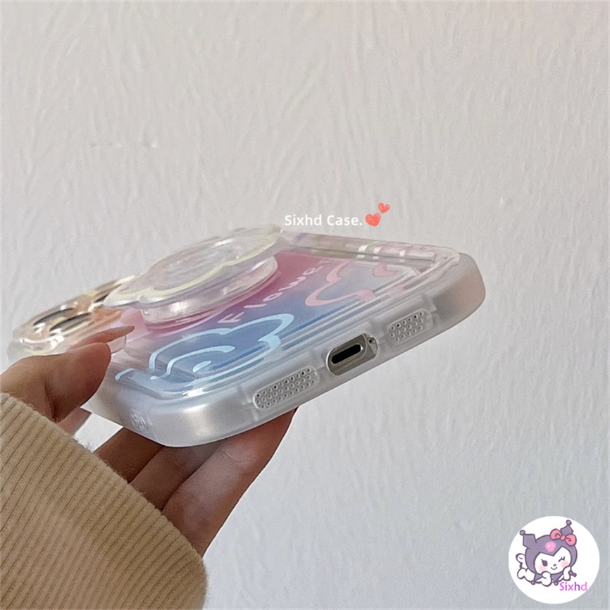 Untuk Redmi Note 12 11 11s 10s 9s 10Pro Redmi 12 12C 10C 11A 10A 9C 9T 9A A2 A1 Xiaomi 11 Lite Poco M3 X3Pro NFC Ins Bunga Wajah Senyum Dengan Bracket Phone Case Soft TPU Protection Cover