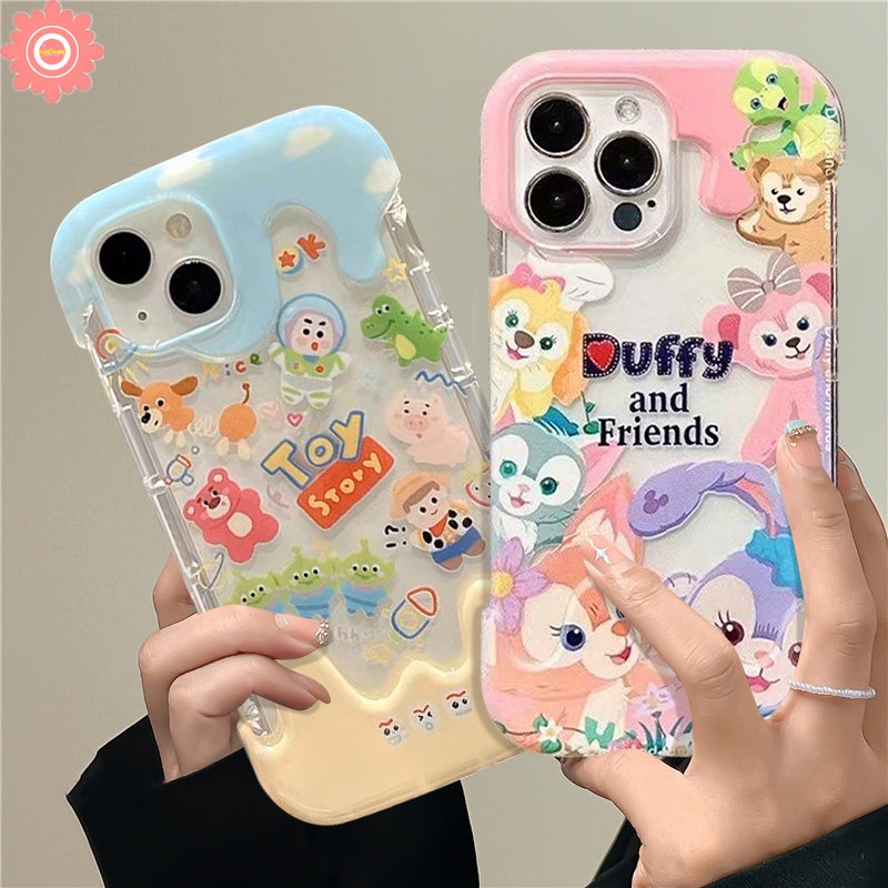 Lovely StellaLou Case Kompatibel Untuk IPhone 7Plus 11 13 14 12 Pro Max XR X XS Max7 8 Plus Kartun Lucu Disney Toy Story Manyo Bear Kreatif Permen 3D Es Krim Soft Cover