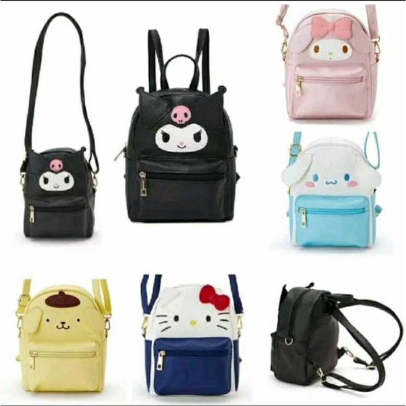 2in1 Tas  Ransel Dan Slempang Mini Sanrio My Melody Kuromi Pompompurin Cinnamoroll