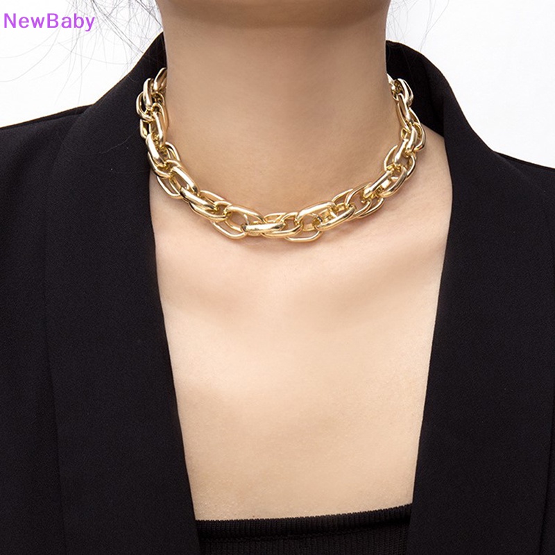 Newbaby Punk Berlebihan Logam Berat Tebal Rantai Choker Kalung Wanita Goth Perhiasan Hadiah ID