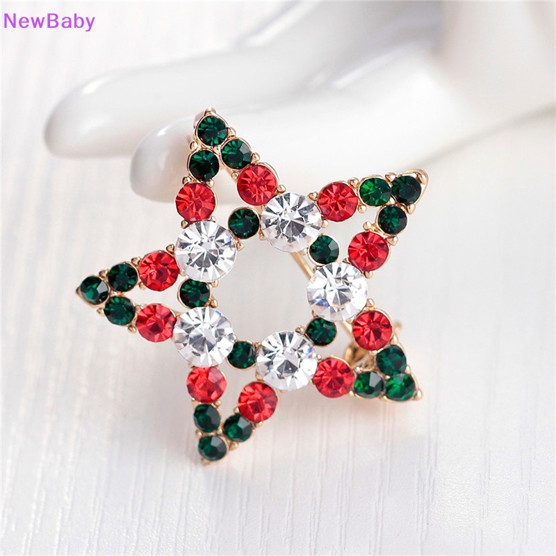 Newbaby 1X Hot Fashion Bintang Kristal Berlian Imitasi Snowman Natal Bros Pin Xmas Hadiah ID