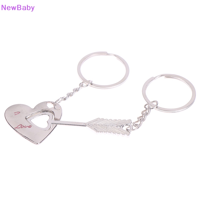 Newbaby 1pasang New Love Heart Lock Gantungan Kunci Ring Keyring Keyfob Valene's Day Gift ID