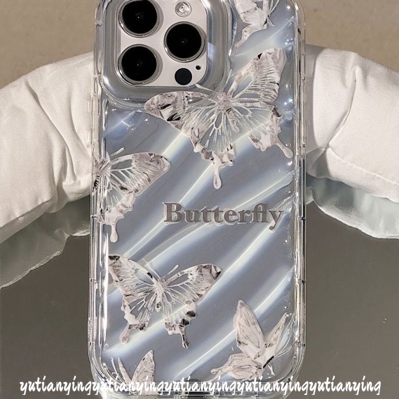 Case Kerut Stereo 3D Kompatibel Untuk IPhone 7Plus 7 8 6S 6plus XR XS X Max11 14 13 12 Pro Max SE 2020mewah Dazzle Kartu Warna Kreatif Surat Sederhana Fantasi Butterfly Cover