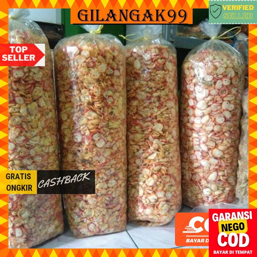 

1 bal (2,7 kg) kerupuk seblak/kerupuk jablay/kerupuk bantet/krupuk seblak kering/krupuk jablay pedas .