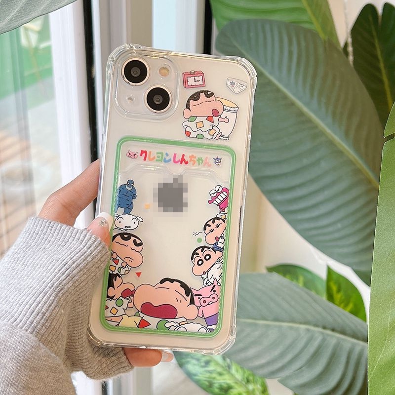 Card Case Sleep Crayon Shin-chan Soft Case HP iP iPhone 14 13 12 11 Pro X XS XR Max 7 8 + Plus FTD Casing Apple