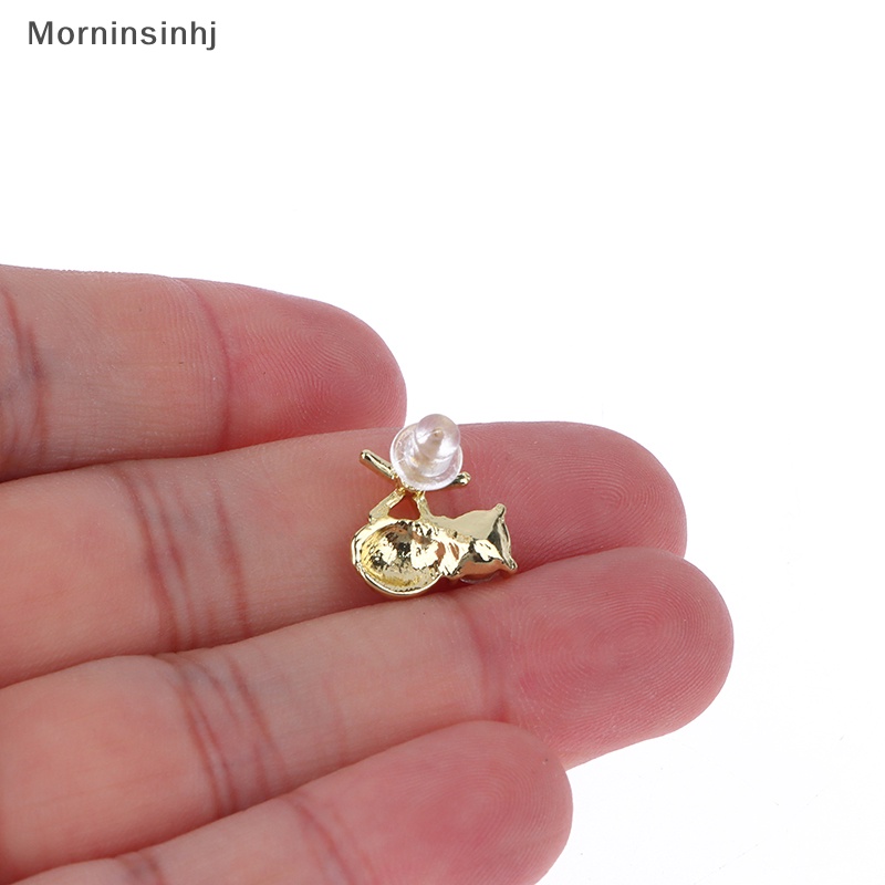 Mornin 1pasang Paduan Asimetris Sederhana Bintang Laut Ear Studs Zircon Pearl Earrings id