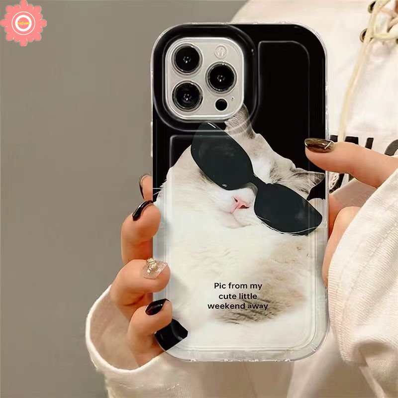 Case Pasangan Untuk Redmi 9A 9C NFC 12C A1 10 A2 10A 9 9T Redmi Note10 11 9 11s 10s 8 10 Pro Max POCO F4 Imut Memakai Sunglasse Hewan Keren Kucing Anjing Airbag Soft Case