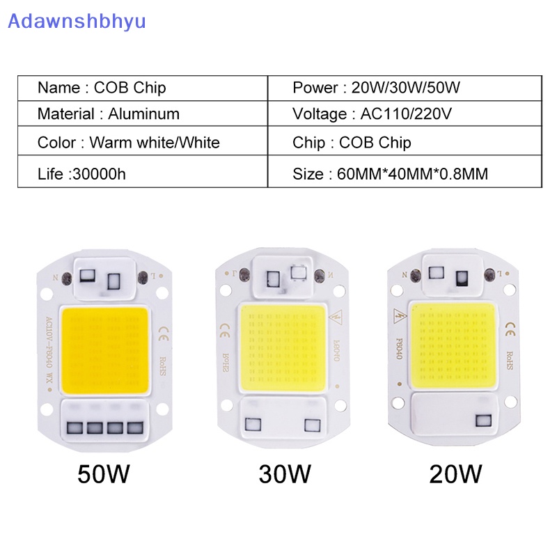 Adhyu LED chip 20W 30W 50W AC 220V smart COB lamp beads Lampu LED Tanpa driver DIY ID