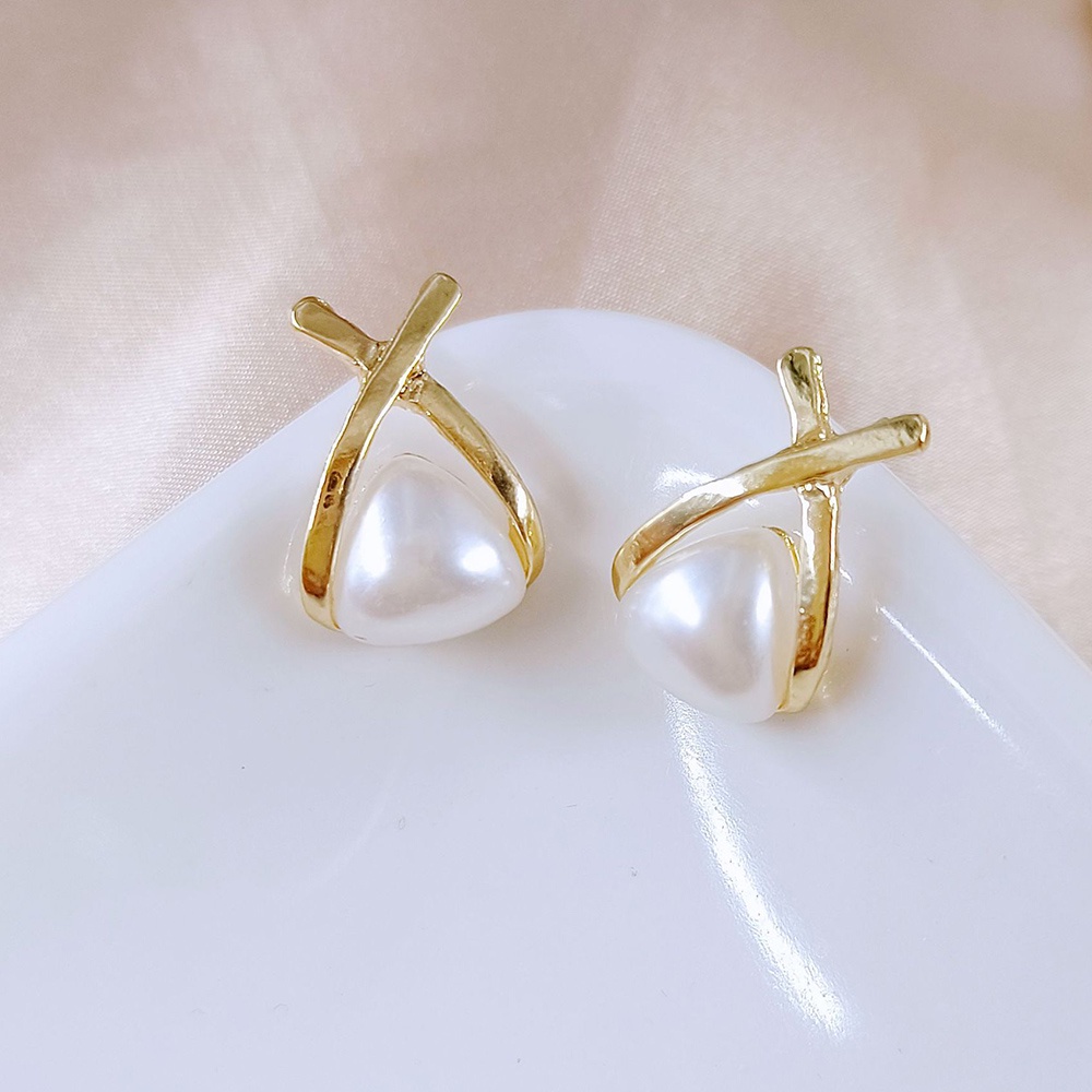 Anting Klip Geometris Mutiara Simulasi Perhiasan Lapis Emas Manset Telinga Non Tindik Untuk Wanita Hadiah Pengantin