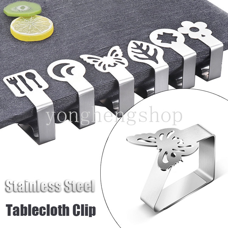 Klip Taplak Meja Stainless Steel Kreatif Kupu-Kupu Daun Bunga Berbentuk Taplak Meja Tetap Klip Piknik Pesta Pernikahan Tahan Angin Table Cover Clamp Holder