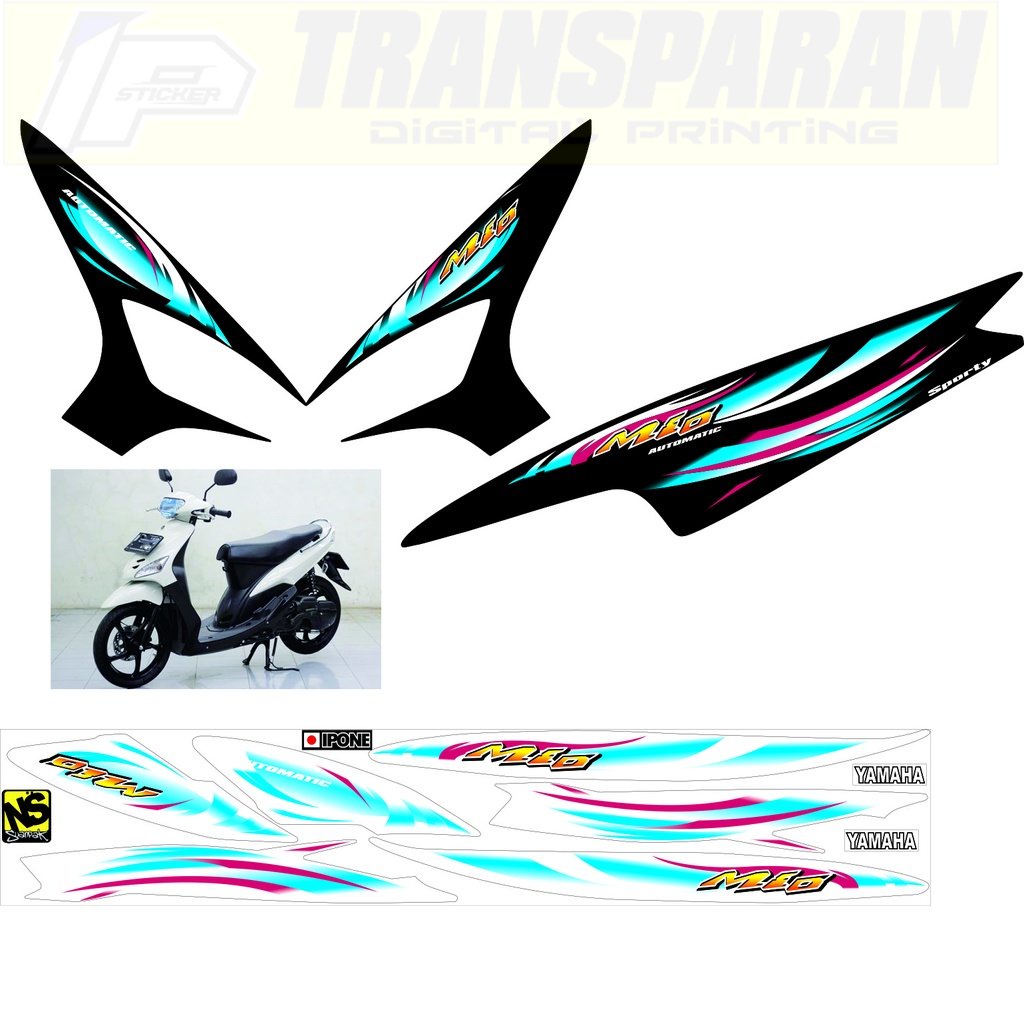 Striping Transparan Mio Sporty Mio Karbu List Bening biru muda