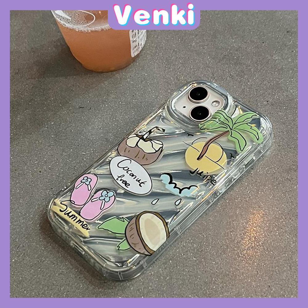 VENKI - Untuk iPhone 11 iPhone Case Laser Reflektif Bening Phone Case TPU Soft Shockproof Airbag Ponsel Pantai Romantis Kompatibel dengan iPhone 14 13 Pro max 12 Pro Max XR 7Plus 8Plus