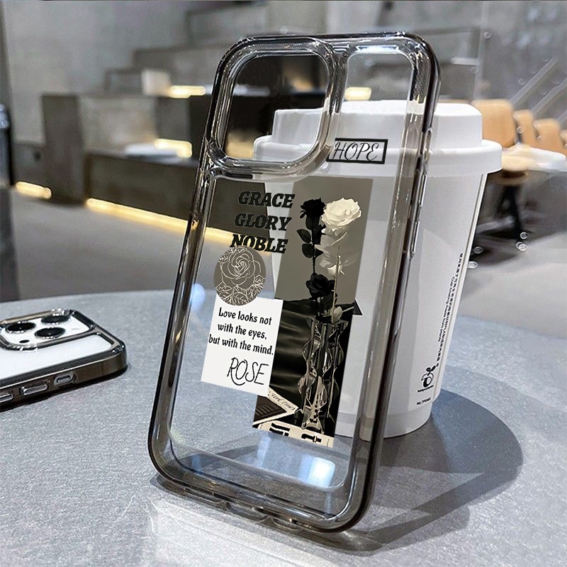 IPHONE Grace Flower Rose Case Untuk Iphone6 Kompatibel 7 8 6Plus 7Plus 8Plus 11 14 Pro Max X XS XR 11 12 13 14 Pro Max SE 2020 2022 Plating Electroplated Buttons Shockproof Cover