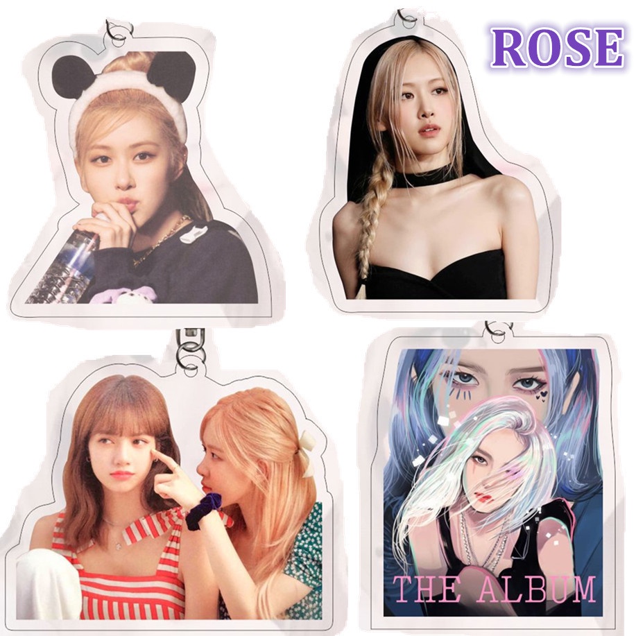 1pc ROSE Black-Pink Gantungan Kunci Akrilik Black Pink Park Chaeyoung Key Ring Gantung Atas