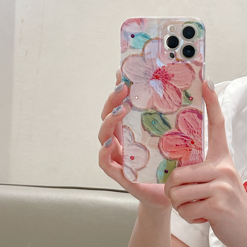 IPHONE Casing Ponsel Desain Bunga Biru Peach Blossom Single Kompatibel Dengan Iphone12 13 14 11 Pro Max X Xs Max Xr Ddcxd