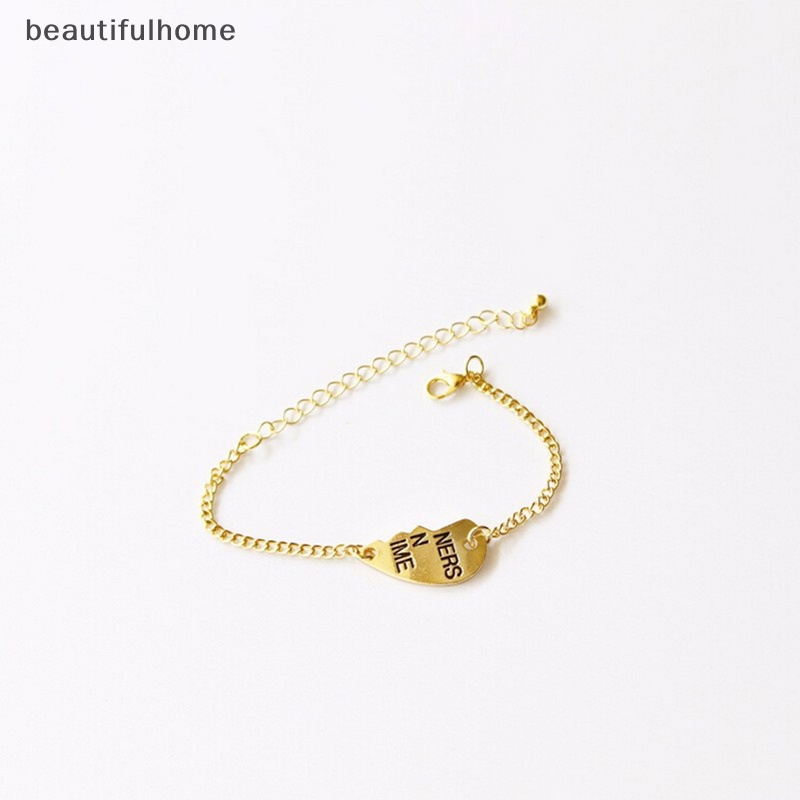 {beautifulhome} 2pcs Set Gelang Liontin Hati Split Best Friends Forever Untuk Hadiah Persahabatan.