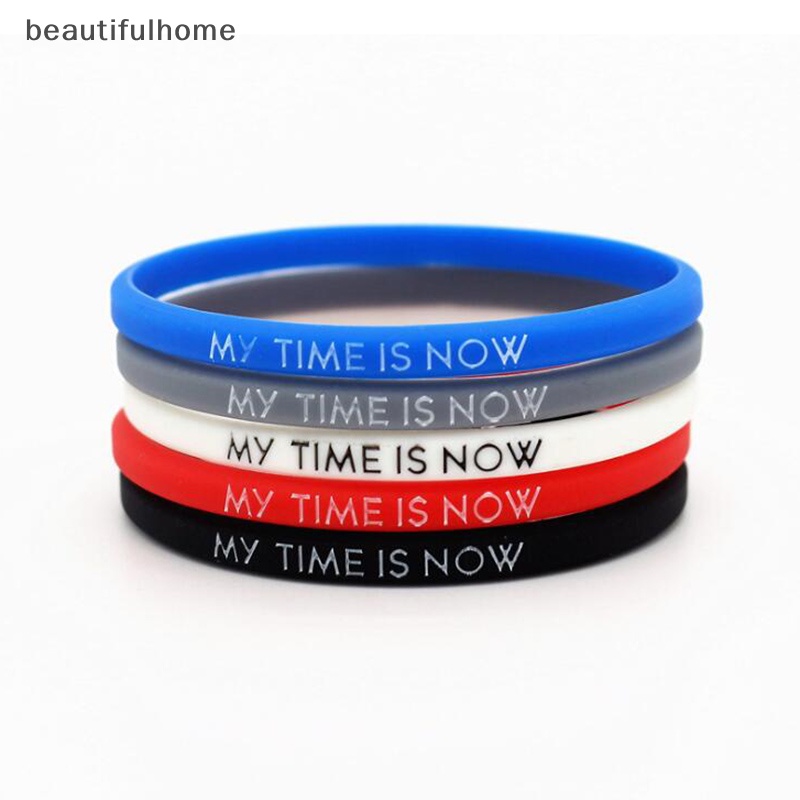 {beautifulhome} My Time Is Now Student Fashion Couple Gelang Silikon Olahraga wrist band.