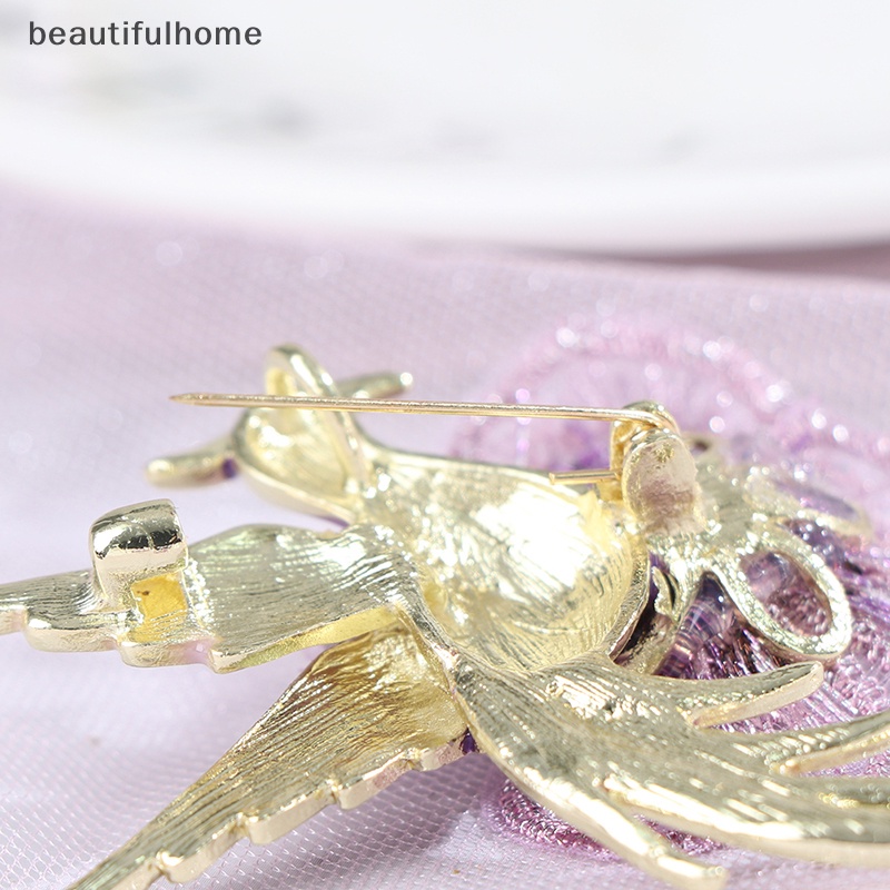 {beautifulhome} 1pc Bros Berlian Imitasi Untuk Wanita Enamel Burung Pin Merak Fashion Bros Hadiah.