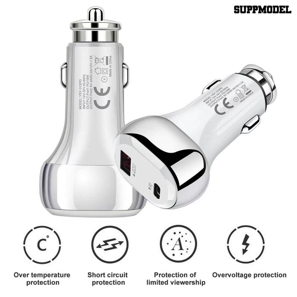 [SM] Charger Mobil Output Stabil 12 /24V Universal Multifungsi 50-60HZ Anti-slip Kompatibilitas Lebar Bahan PC QC3.0+PD 38W Car Phone Charger Car Supply