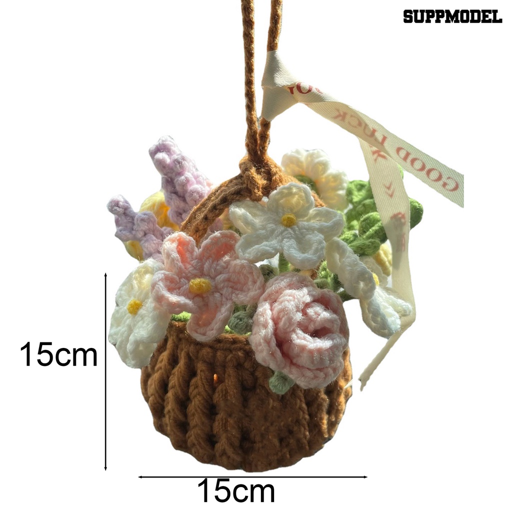 [SM]Crafted Floral Car Pendant Rose Sunflower Basket Charm Untuk Mobil Dekorasi Rumah Kantor Hadiah Yang Sempurna