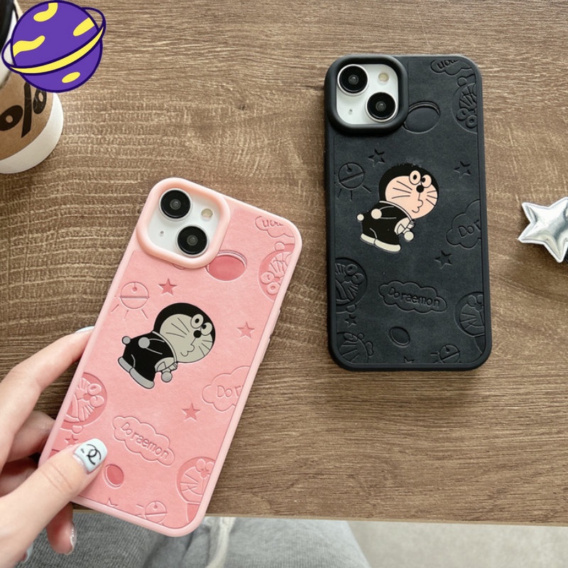 IPHONE Doraemon Phone Cover Cocok Untuk Iphone14 13 12 11 Pro Max Laser Kartun Soft Case 3D Mewah Kulit Imitasi Dicetak Casing Belakang