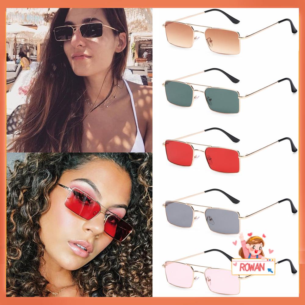 R-flower Retro Rectangle Sunglasses Fashion Bingkai Logam Untuk Wanita Dan Pria Bingkai Kecil