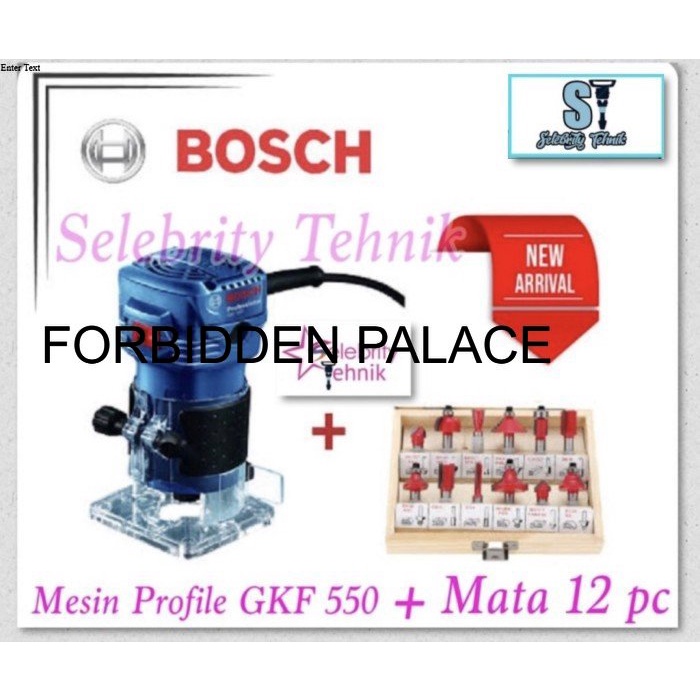 Dijual Mini Profil / Router Listrik 6mm GKF 550 Bosch + Mata 12 pc Bit Set OPM326
