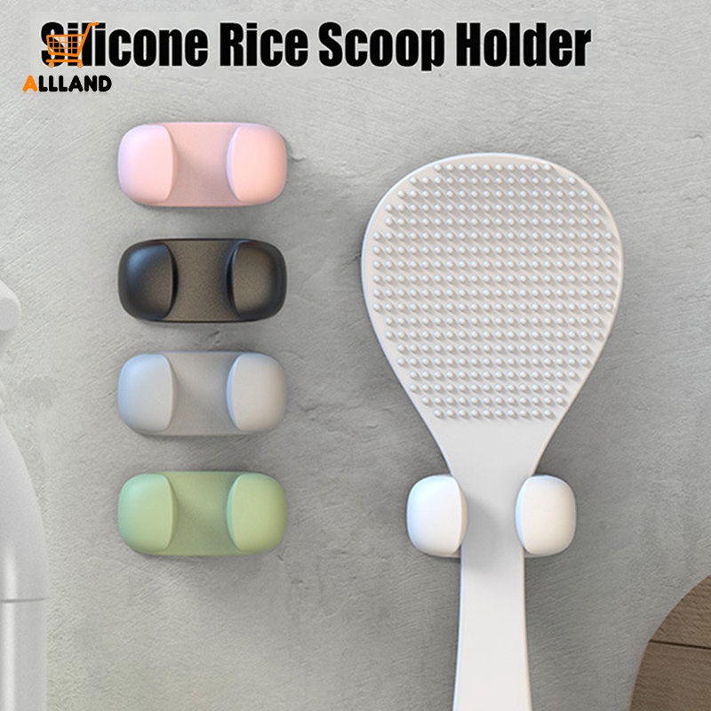 High Quality Silicone Self Adhesive Mini Rice Spoon Holder/ Penyimpanan Handuk Tempel Dinding Kait Kecil/ Alat Masak Serbaguna Rumah Atur Rak