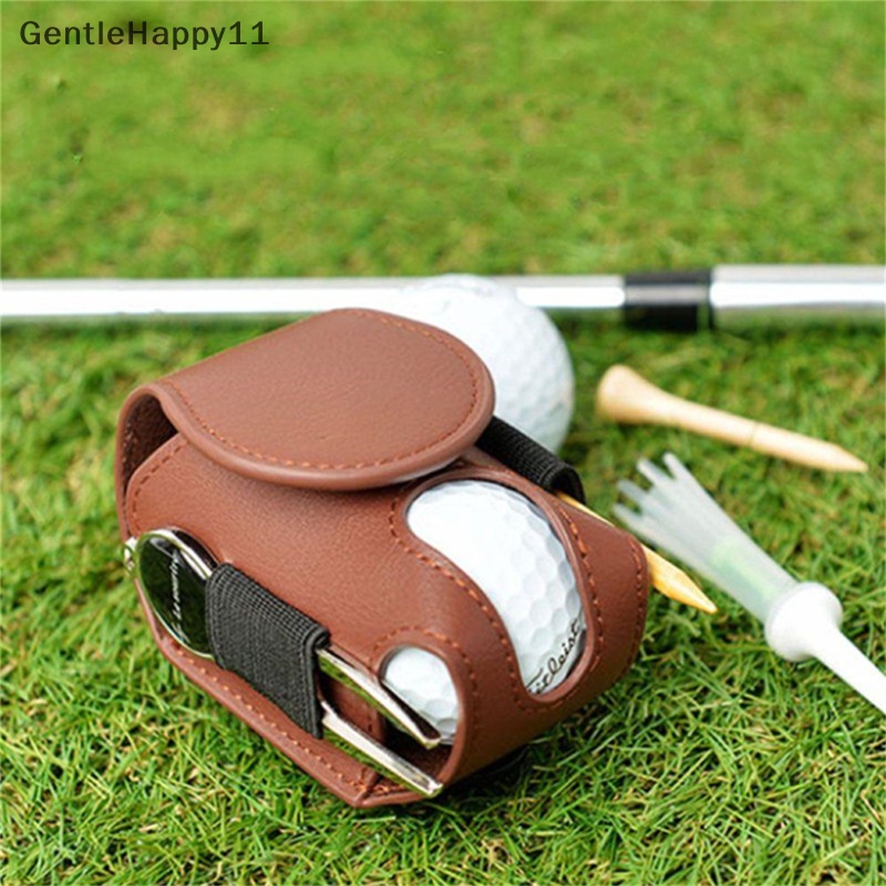 Gentlehappy PU Leather Golf Ball Mini Kantong Penyimpanan Portable Golf Waist Bag Aksesori Olahraga id