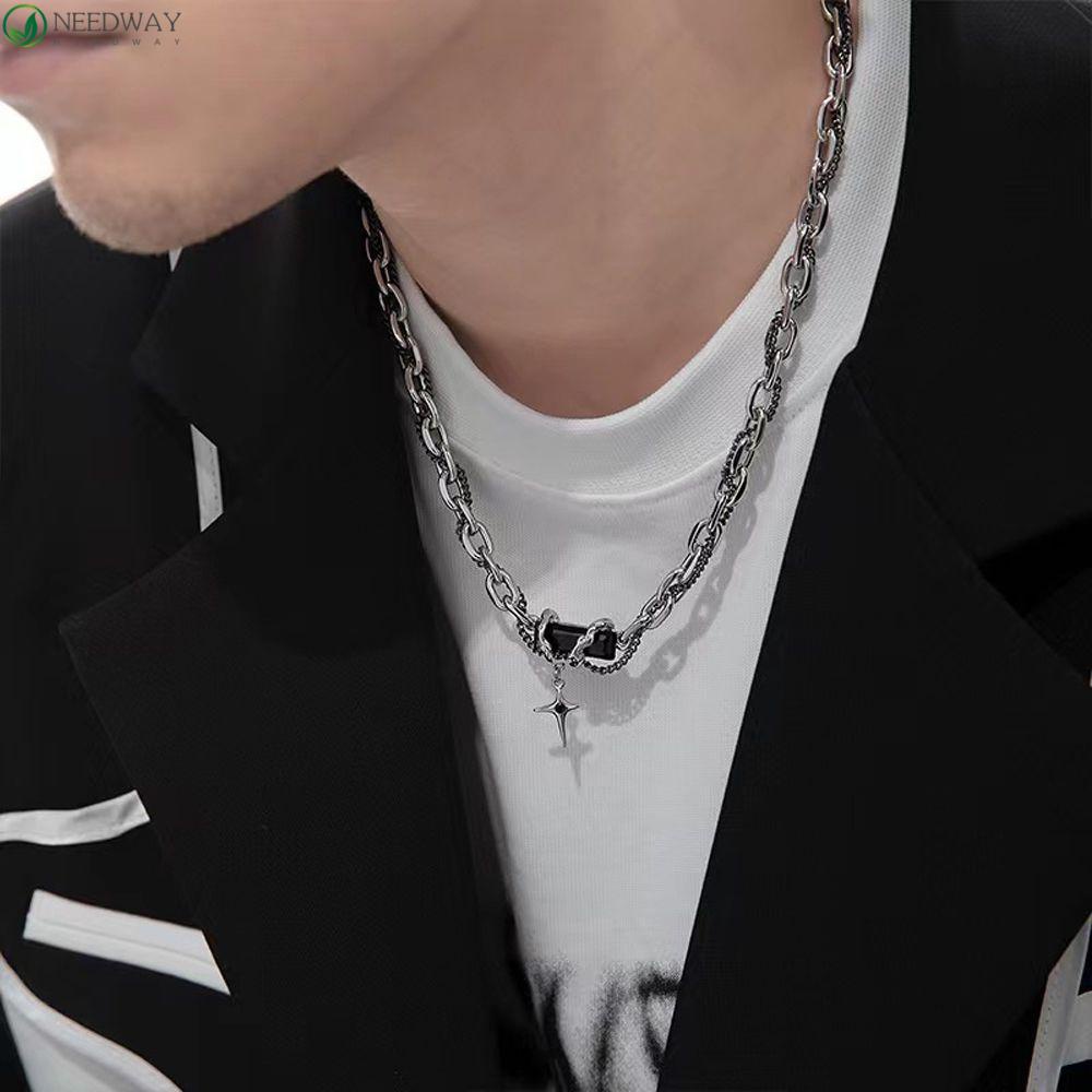 Needway Pria Kalung Untuk Dewasa Pesta Rantai Hiphop Punk Woman Necklaces