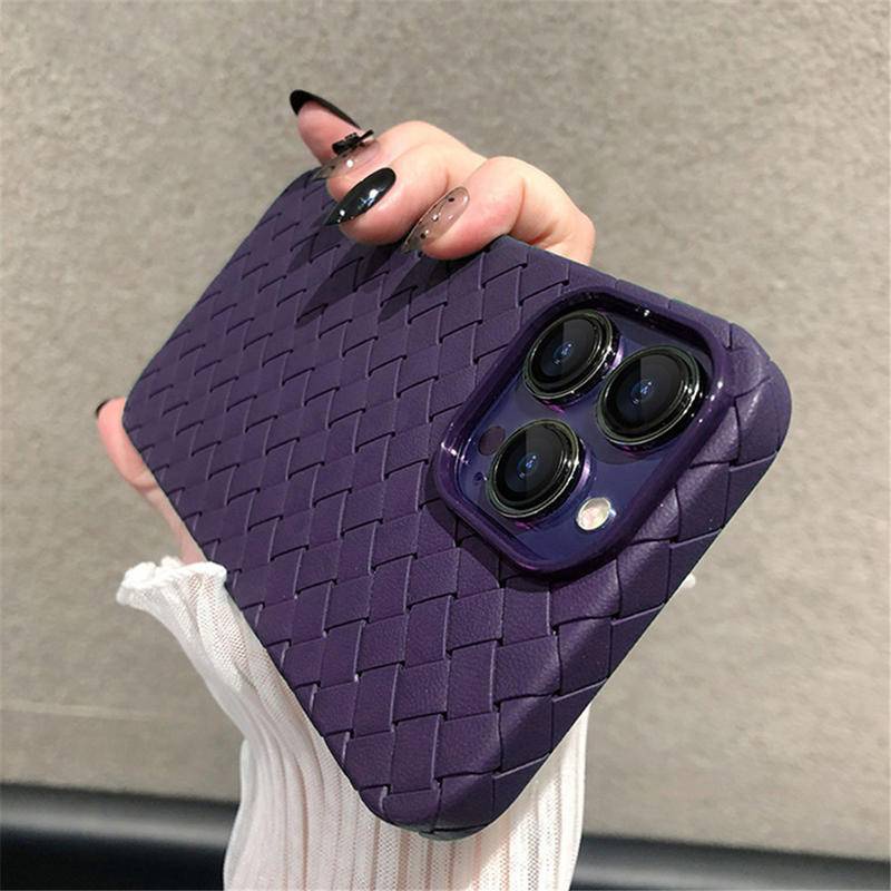 IPHONE Pola Menenun Casing Ponsel Silikon Lembut Untuk Iphone12 11 Pro Max Grid Bernapas Shockproof Back Cover Untuk Iphone12 11 series