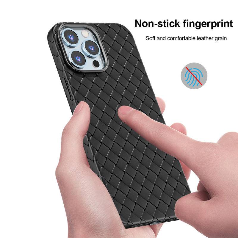 IPHONE Pola Menenun Casing Ponsel Silikon Lembut Untuk Iphone12 11 Pro Max Grid Bernapas Shockproof Back Cover Untuk Iphone12 11 series