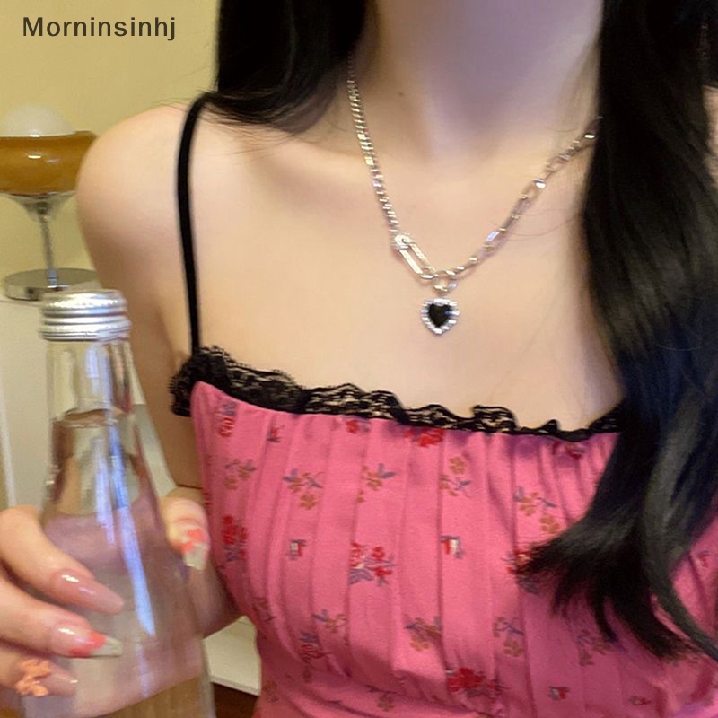 Mornin Punk Fashion Hitam Jantung Kalung Untuk Wanita Rantai Jantung Liontin Kalung Leher Choker Kalung Perhiasan Kerah id