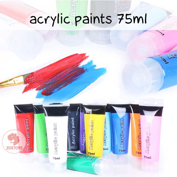 Zoetoys Acrylic Paints 75 ml | Perlengkapan Mewarnai Melukis Painting | Cat Lukis Akrilik | Mainan Edukasi Anak