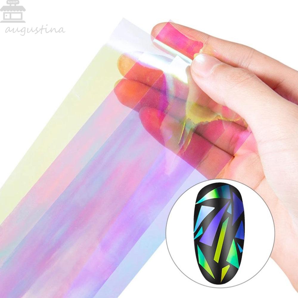 AUGUSTINA Agustin 3D Dekorasi Nail Art Shinning Decal Manicure Tools Kertas Foil Kuku