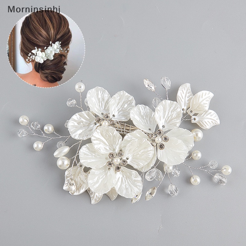 Mornin Bridal Kristal Mutiara Bunga Hair Clip Floral Barrette Rambut Aksesoris Pernikahan id