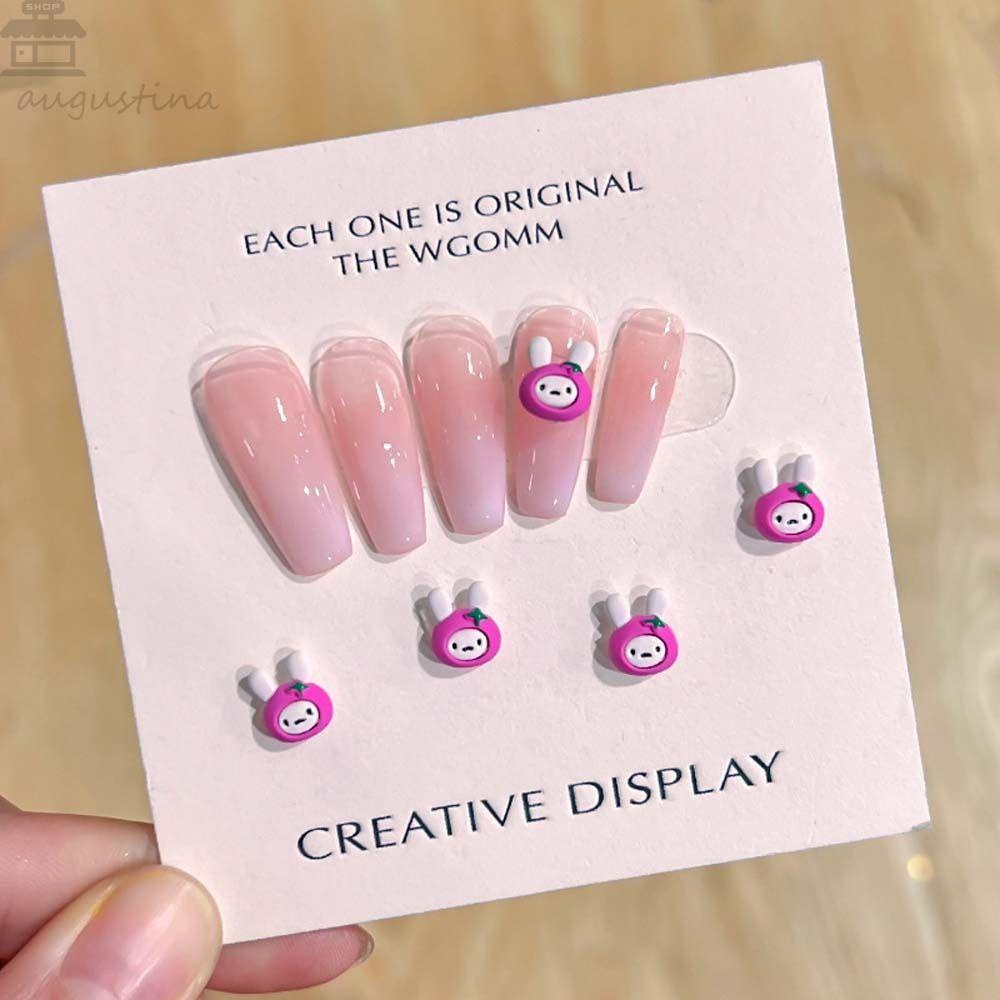 AUGUSTINA Agustinina Kartun Dekorasi Kuku Fashion Tulip Kelinci Strawberry Beruang Hiasan Kuku 3D Nail Art Drills