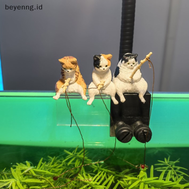 Beyen 1PCS Lansekap Ikan Bentuk Hidup Indah Kartun Memancing Kucing Ornamen ID