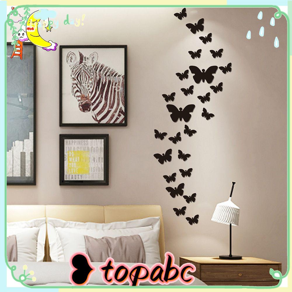 TOP 25pcs/set 3D Butterfly Stiker Akrilik Pesta Pernikahan Dekorasi Rumah Kupu Decal